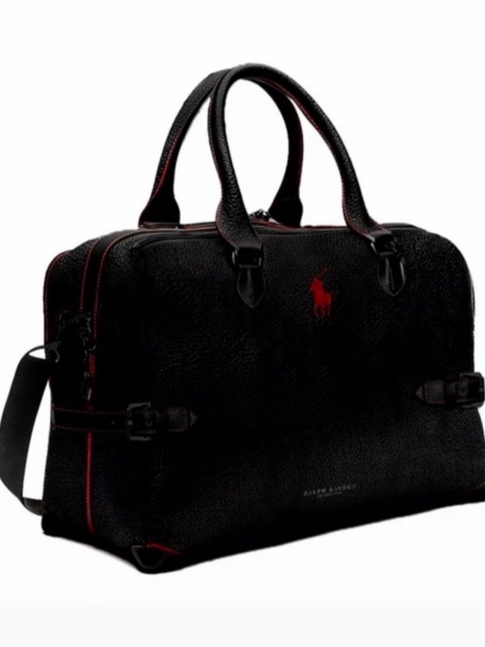 Polo Ralph Lauren Black Weekender Travel Gym Bag with Red Stitching NWOT - Picture 2 of 9